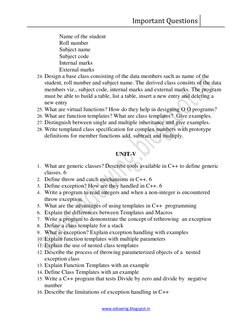 Important Questions  
 
www.eduwing.blogspot.in 
Name of the student  
Roll number  
Subject name  
Subject code  
Internal m