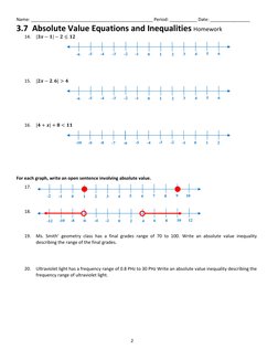 3 7 HW - Absolute Value Equations and Inequalities | PDF | Equations ...