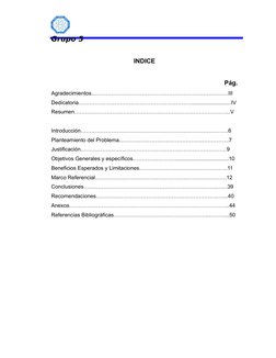 Grupo 5
INDICE
Pág.
Agradecimientos……………………………………………………………
