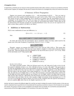 2 Propagation of Errors  
In experiments, sometimes we can measure certain quantities directly. More often, however, we have