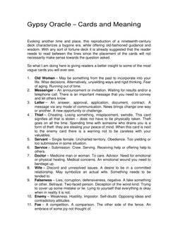 Gypsy Oracle Gypsy Oracle Card Meanings Explained | PDF | Friendship | Theft