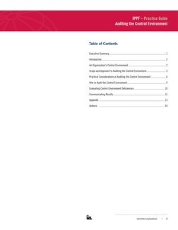 www.theiia.org/guidance	
/	
B
IPPF – Practice Guide 
Auditing the Control Environment
Table of Contents
Executive Summary..