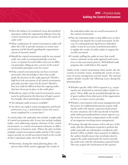 www.theiia.org/guidance	
/	
5
IPPF – Practice Guide 
Auditing the Control Environment
• Does the balance of centralized ver