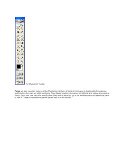 The Photoshop Toolbar 
 
Panes are also important features of the Photoshop interface. All sorts of information is display