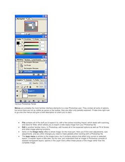 Various Photoshop Panes  
 
Menus are probably the most familiar interface elements to a new Photoshop user. They contain a