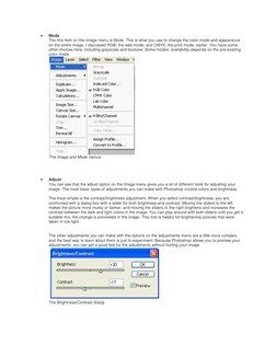  
Mode 
The first item on the Image menu is Mode. This is what you use to change the color mode and appearance 
on the entir