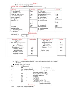 •
Format:-
 
  
             In the books of  (company Name) 
Profit & Loss Account for the Year Enting -------------------