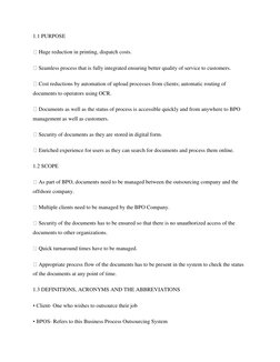 1.1 PURPOSE  
 Huge reduction in printing, dispatch costs.  
 Seamless process that is fully integrated ensuring better qua