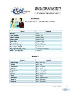 Alpha learning  
 
1 
Greetings and Expressions to Learn 
 
 
 
Greetings: 
                                           How to