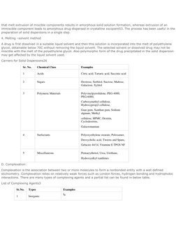 that melt extrusion of miscible components results in amorphous solid solution formation, whereas extrusion of an
immisc