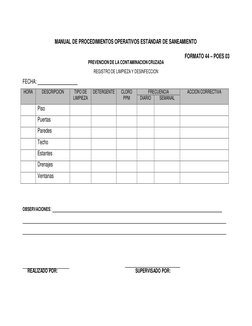 MANUAL DE PROCEDIMIENTOS OPERATIVOS ESTÁNDAR DE SANEAMIENTO 
FORMATO 44 – POES 03 
 
 
 
 
 
FECHA:   
 
 
PREVENCION DE LA C