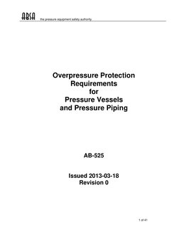 the pressure equipment safety authority   
1 of 41  
            
Overpressure Protection  
Requirements  
for  
Pressur