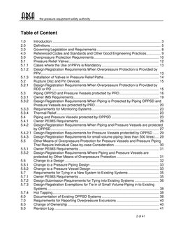 the pressure equipment safety authority   
2 of 41  
  
Table of Content  
1.0 
Introduction ...........................