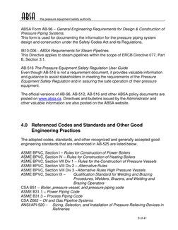 the pressure equipment safety authority   
9 of 41  
 
ABSA Form AB-96 
 
General Engineering Requirements for Design &