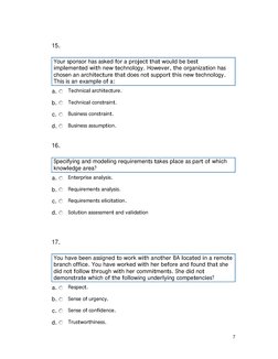 Cbip Sample Question CBAP Exam: 150 Mixed Questions & Answers | PDF | Business Analysis ...