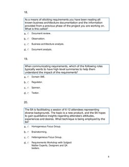 Cbip Sample Question CBAP Exam: 150 Mixed Questions & Answers | PDF | Business Analysis ...