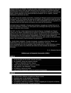 SABADO NACIO LA VIRGEN. (Tonada de coleo, tradicional.) Las tonadas de coleo son 
aquellas cuyo ultimo verso de cada estrofa