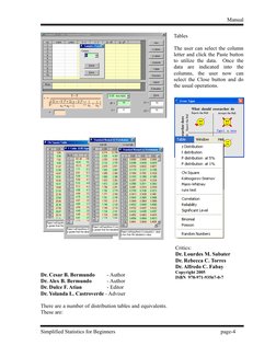 Manual
Tables
The user can select the column
letter and click the Paste button
to utilize the data.  Once the
data  are  indi