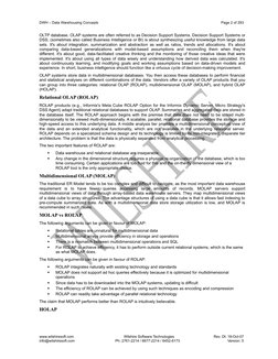 DWH – Data Warehousing Concepts
Page 2 of 293
OLTP database. OLAP systems are often referred to as Decision Support Systems.