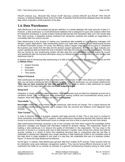 DWH – Data Warehousing Concepts
Page 3 of 293
HOLAP products (e.g., Microsoft SQL Server OLAP Services) combine MOLAP and ROL