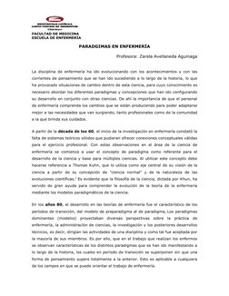 FACULTAD DE MEDICINA 
ESCUELA DE ENFERMERÍA 
 
PARADGIMAS EN ENFERMERÍA 
 
Profesora: Zarela Avellaneda Aguinaga 
 
La disc