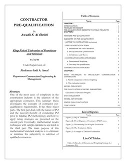 CONTRACTOR 
PRE-QUALIFICATION 
 
By 
Awadh S. Al-Shehri 
 
 
King Fahad University of Petroleum 
and Minerals 
 07/11/01 
U