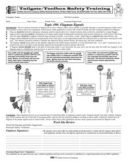 Tailgate/Toolbox Safety Training
Safety Services Company-Safety Meeting Division, PO Box 6408 Yuma, AZ 85366-6408 Toll Free (