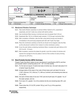 Purified & Drinking Water Testing SOP | PDF | Colony Forming Unit | Agar