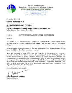 Republic of the Philippines 
Department of Environment and Natural Resource 
ENVIRONMENTAL MANAGEMENT BUREAU 
Greenplains S