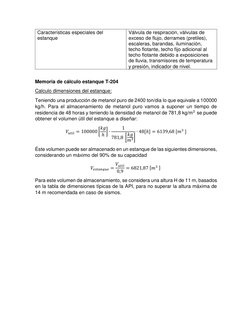 Características especiales del 
estanque 
Válvula de respiración, válvulas de 
exceso de flujo, derrames (pretiles), 
escaler