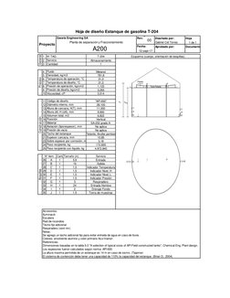 Rev.
Diseñado por:
Hoja
Aprobado por:
1
T-204
2
Almacenamiento
3
1
4
Metanol
5
781,8
6
31,3
7
31,3
8
1,122
9
3,263
10
0,5