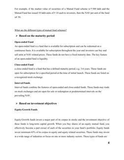 For example, if the market value of securities of a Mutual Fund scheme is 500 lakh and the
Mutual Fund has issued 10 lakh un