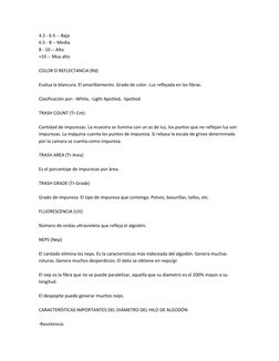 4.5 - 6.5 -- Baja 
6.5 - 8 -- Media 
8 - 10 -- Alto 
+10 -- Muy alto 
 
COLOR O REFLECTANCIA (Rd) 
 
Evalua la blancura. El a