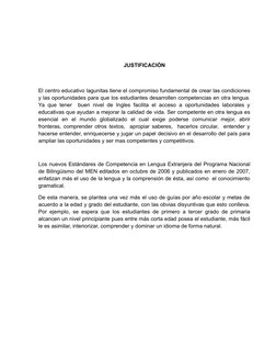 JUSTIFICACIÓN
El centro educativo lagunitas tiene el compromiso fundamental de crear las condiciones
y las oportunidades para