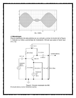 M > 100% 
4. Metodología: 
Para la realización de esta práctica se va a simular y armar el circuito de la Figura 
1. Calcul