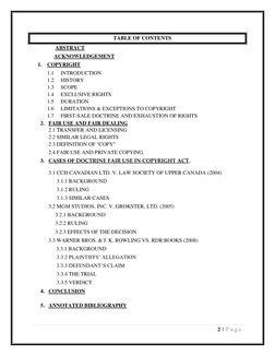 2 | P a g e  
 
 
  
 
 
 
TABLE OF CONTENTS 
     ABSTRACT 
    ACKNOWLEDGEMENT 
    1.    COPYRIGHT 
1.1 
INTRODUCTION