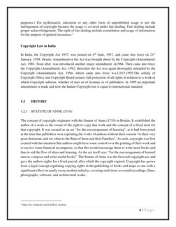 6 | P a g e  
 
purposes.) For eg.Research, education or any other form of unprohibited usage is not the 
infringement of