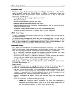 Software Design Document 
v1.0 
b. Business Layer 
This layer manages the business processing rules and logic. It consists of