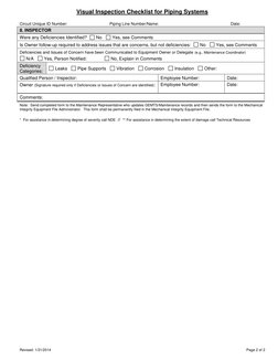 Piping Systems Visual Inspection Checklist | PDF | Leak | Pipe (Fluid ...