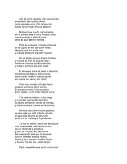¡Oh, la selva sagrada! ¡Oh, la profunda 
emanación del corazón divino 
de la sagrada selva! ¡Oh, la fecunda 
fuente cuya