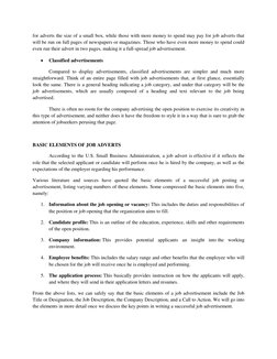 for adverts the size of a small box, while those with more money to spend may pay for job adverts that 
will be run on full p
