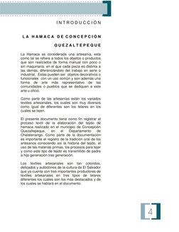 I N T R O D U C C I Ó N 
 
L A   H A M A C A   D E  C O N C E P C I Ó N   
 
Q U E Z A L T E P E Q U E