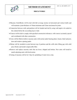 Brick Work Method Statement Overview | PDF | Masonry | Brick