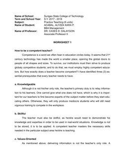 Name of School:
Surigao State College of Technology
Term and School Year:
S.Y. 2017 - 2018
Subject:
Practice Teaching (6 unit
