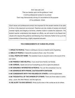 And I also ask Lord
That you bestow upon me the guidance I need
in terms professional conduct in my school
That I may harmoni