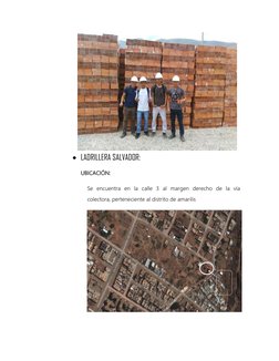  LADRILLERA SALVADOR: 
UBICACIÓN: 
Se encuentra en la calle 3 al margen derecho de la vía 
colectora, perteneciente al dis