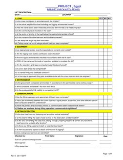 1- LOAD
YES NO N/A
i) Is the crane configured in accordance with the lift plan?
ii) Is the actual weight of the load includin