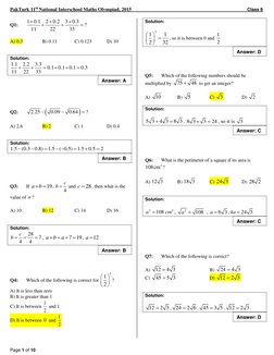 2015 Class 8 Maths Olympiad Paper | PDF | Circle | Rectangle