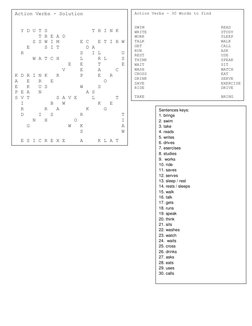 Action Verbs - 30 Words to find 
 
 
SWIM                               READ         
WRITE