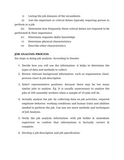 i)            Listing the job domains of the incumbents 
                              ii)